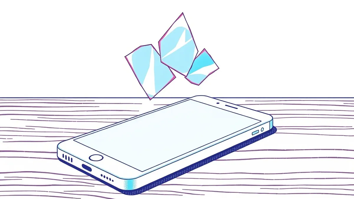 Illustration: A sleek white smartphone rests on a wooden desk, its blank screen emitting a soft blue glow.