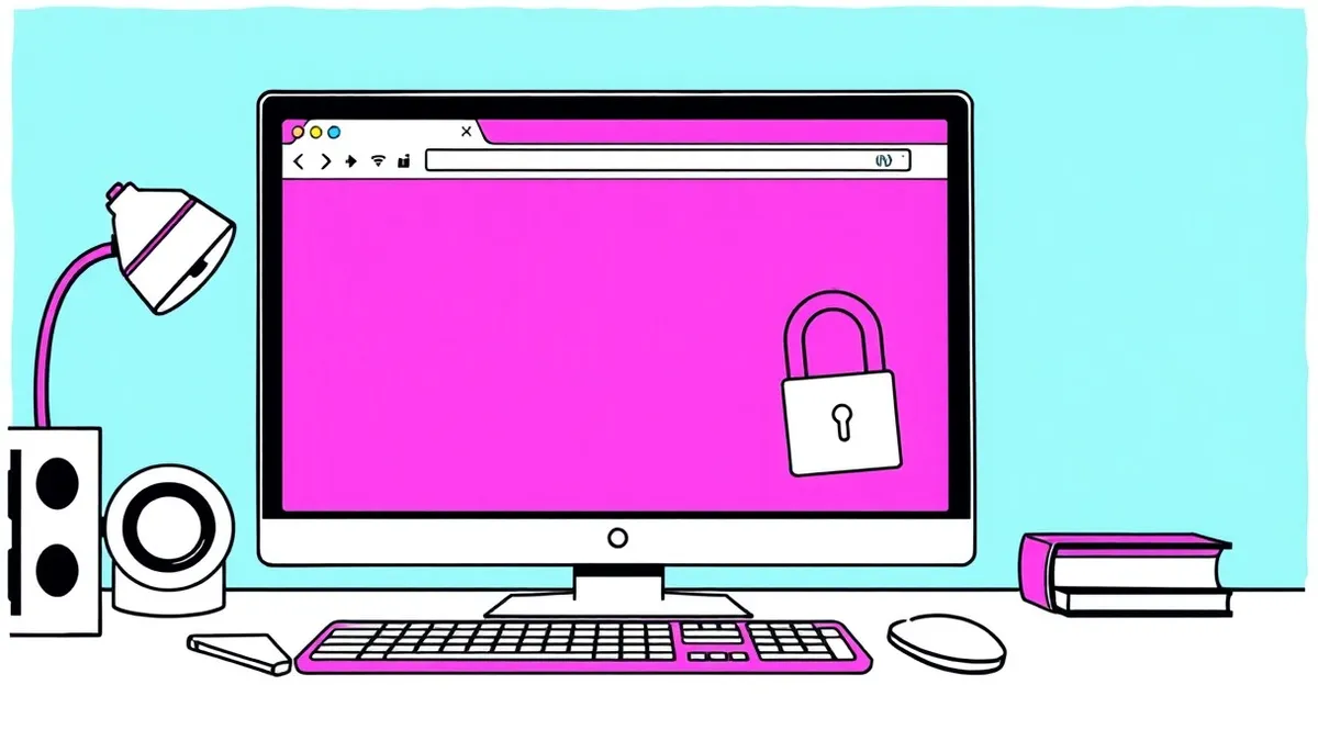 Illustration: A sleek web browser window sits open on a desk, displaying a blank interface with a single highlighted node in a network diagram.