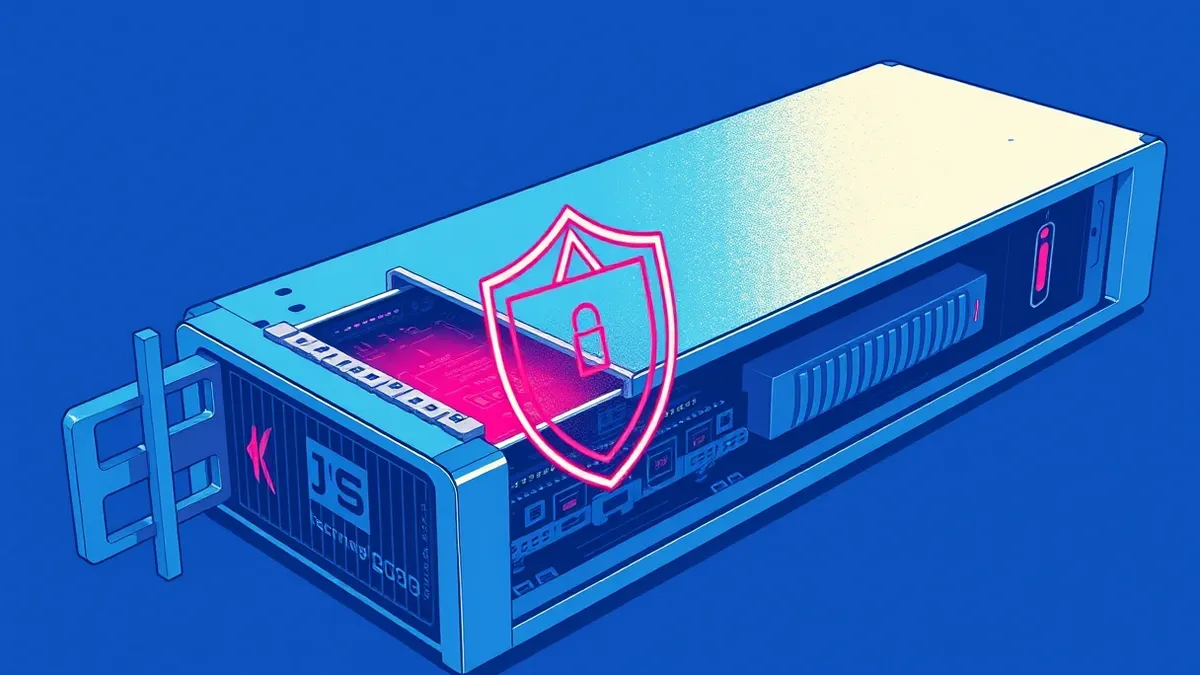 Illustration: A sleek silver server blade sits open, exposing its internal circuitry.