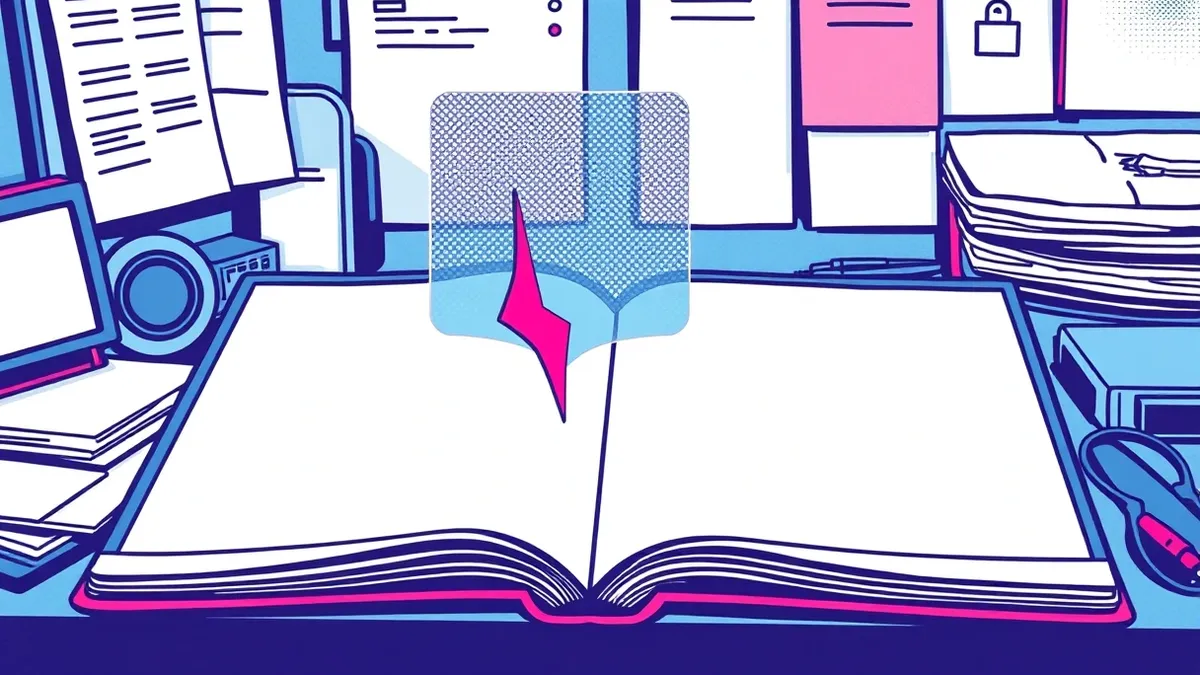 Illustration: A sleek rss reader application sits open on a cluttered desk.