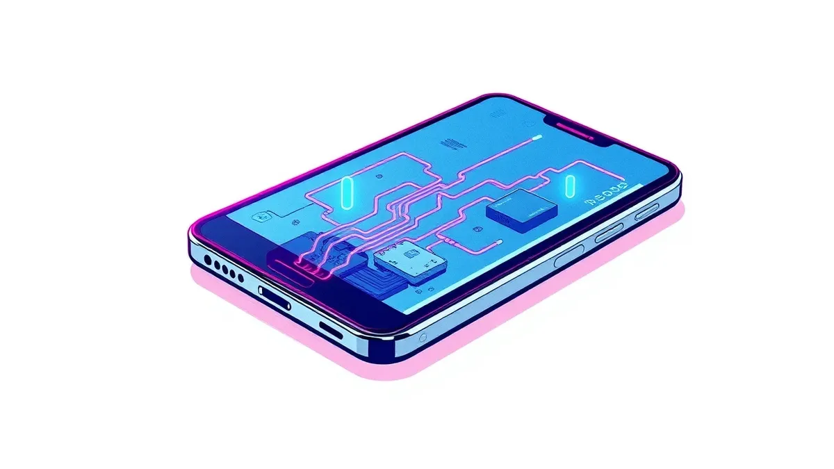 Illustration: A sleek smartphone rests on a matte surface with a blank screen.