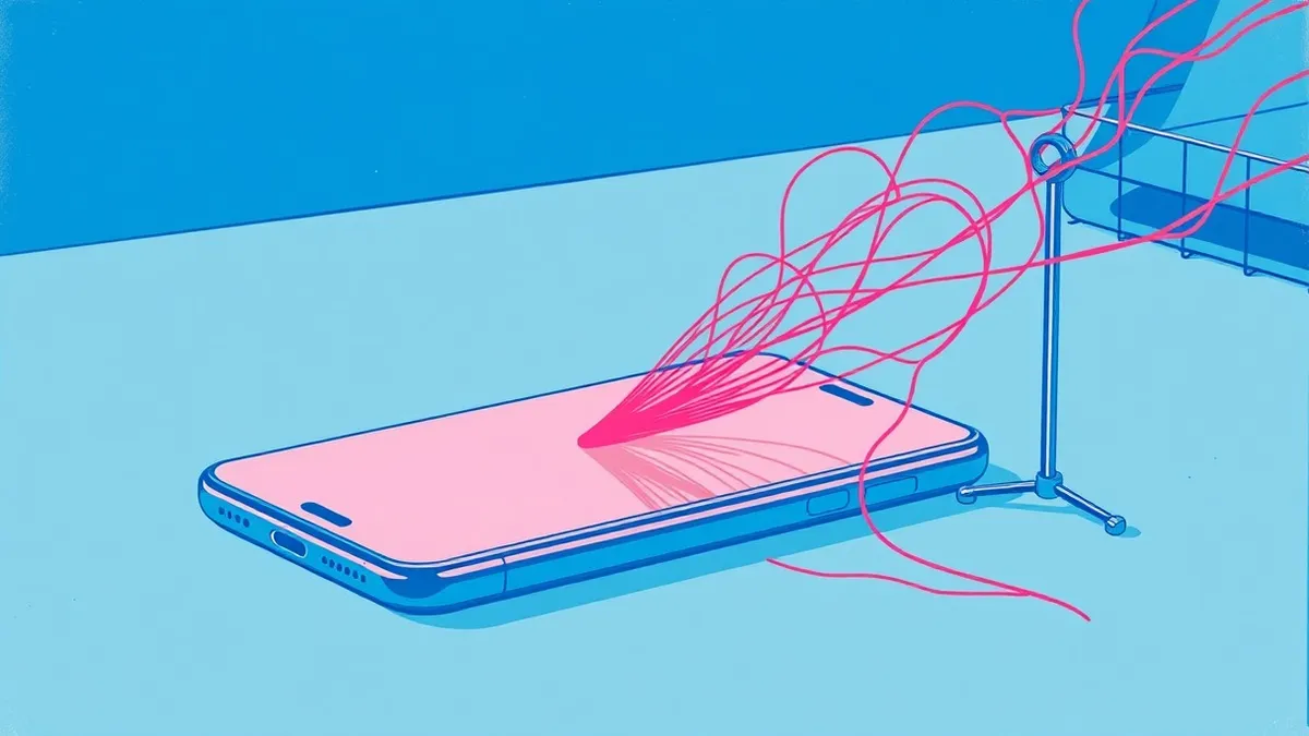 Illustration: A sleek smartphone rests on a clean desk, its blank screen reflecting ambient light.