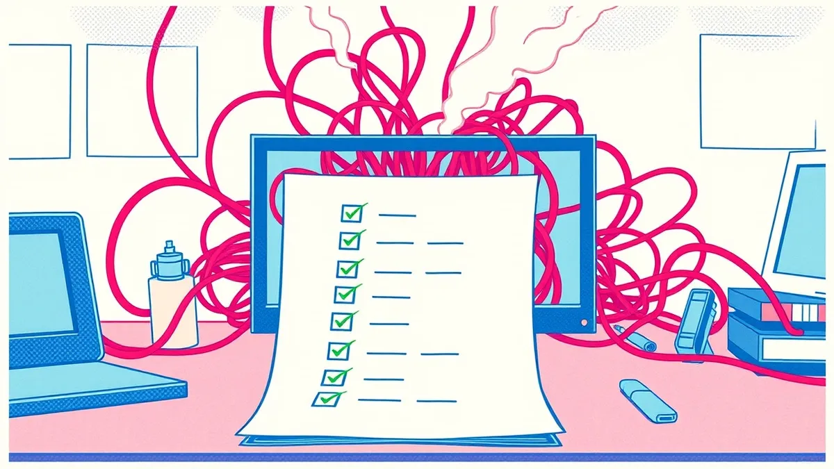 Illustration: A pristine white checklist rests on a desk, every box neatly marked with a green check.